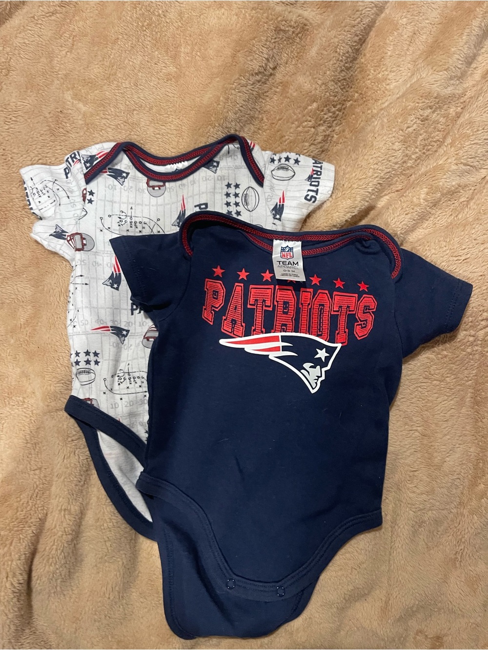 Team Apparel Navy and White Patriots Baby Bodysuit Set